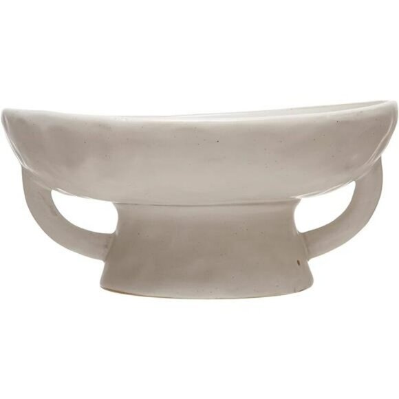 Stoneware Serving Bowl White Reactive Glaze 8 Inch Modern Kitchen Decor - Picture 3 of 8